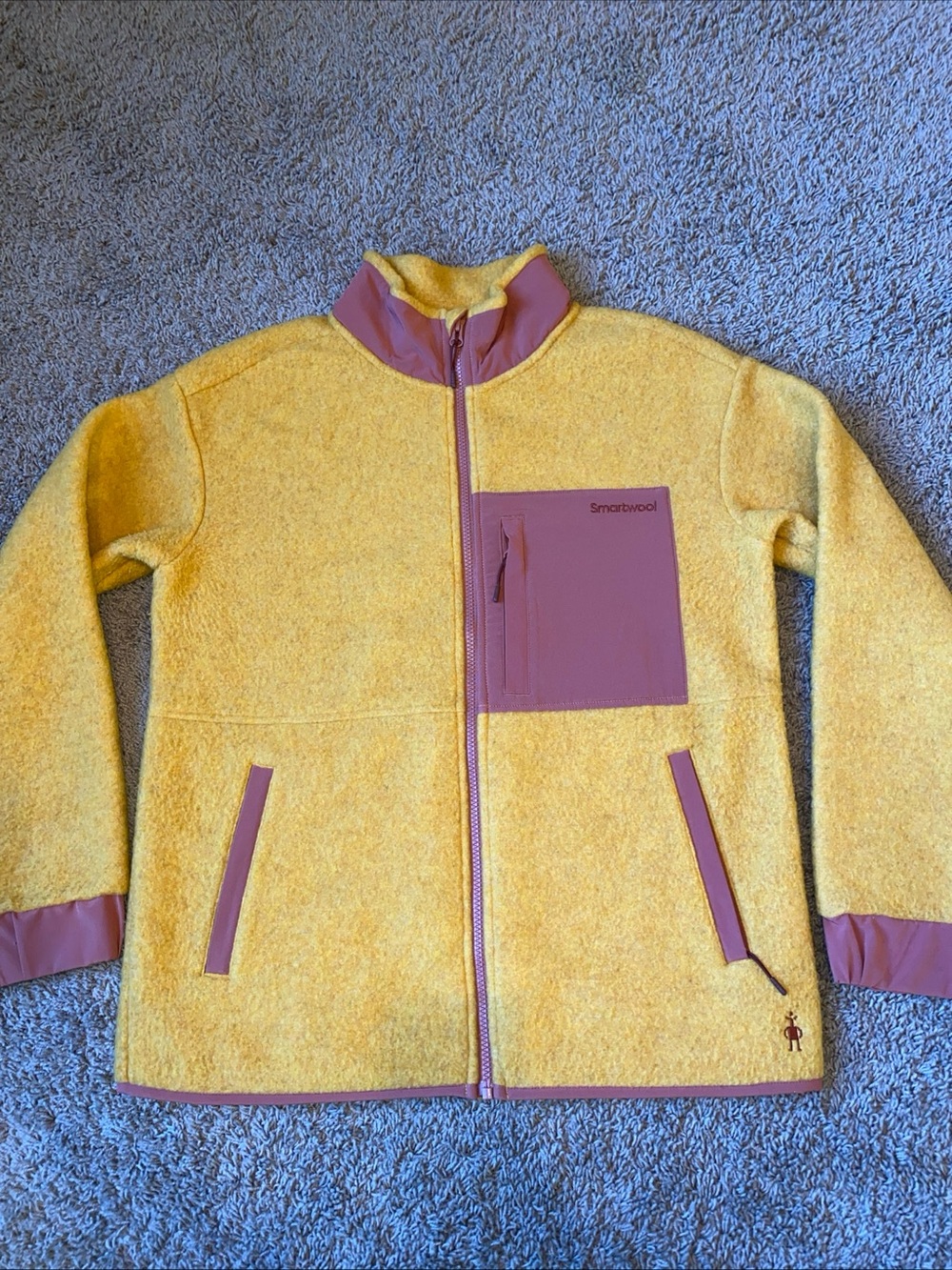 Smartwool Hudson Trail Fleece Full Zip Jacket Mid Layer Womens M Honey Gold Gorp